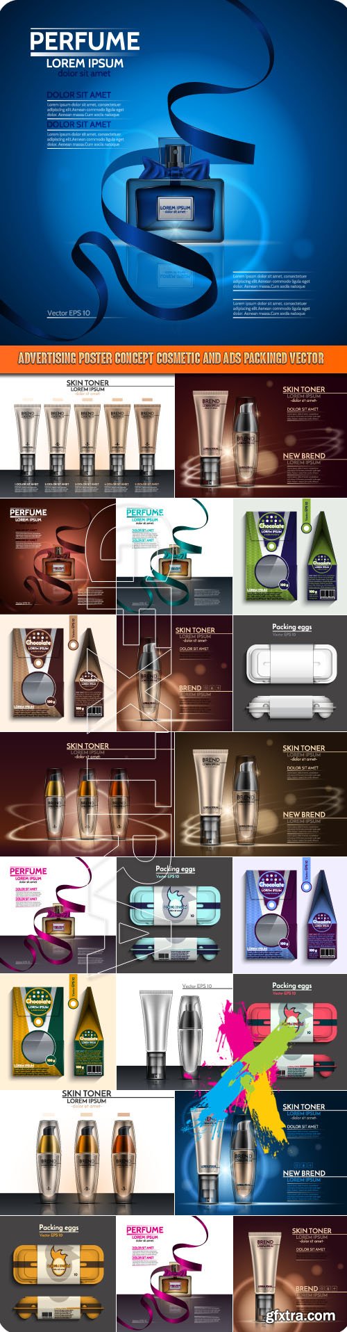 Advertising Poster Concept Cosmetic and ads Packing vector