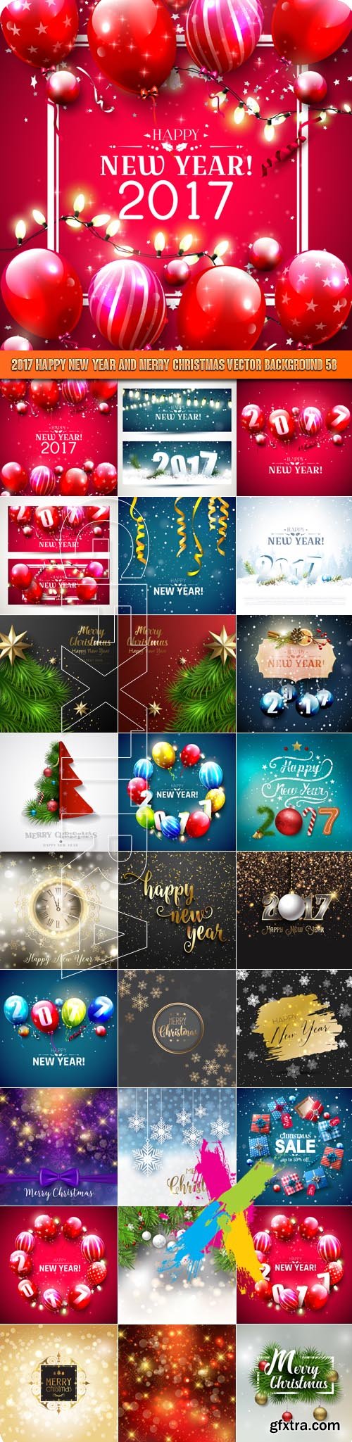 2017 Happy New Year and Merry Christmas vector background 58