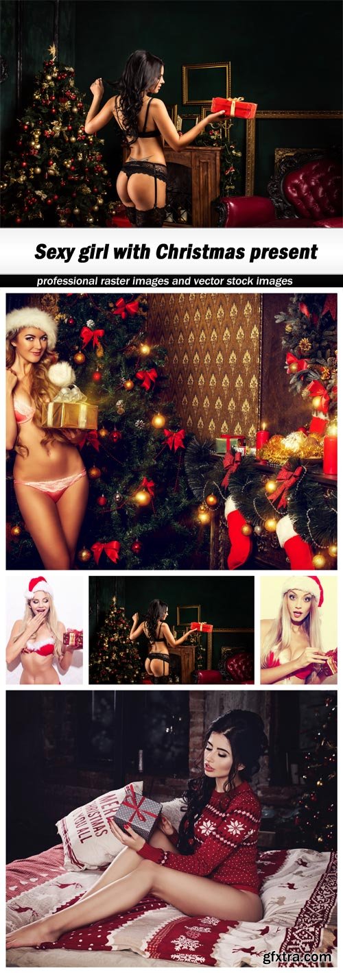 Sexy girl with Christmas present - 5 UHQ JPEG
