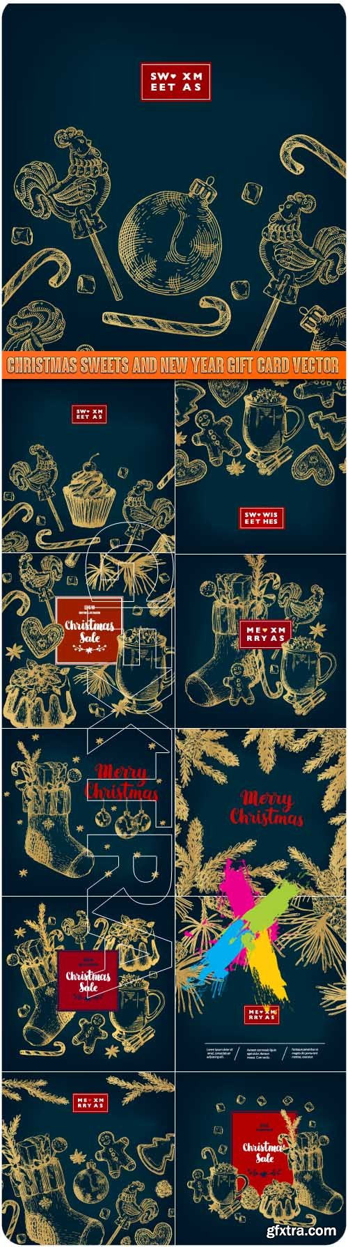 Christmas sweets and New Year gift card vector