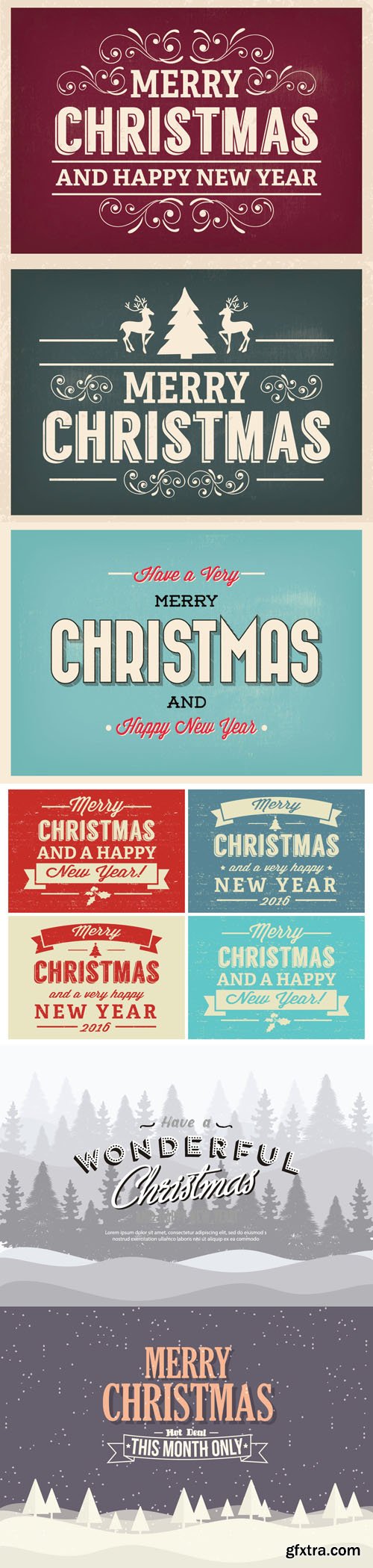 Typographic Christmas Greeting Illustration Vector (AI/EPS)