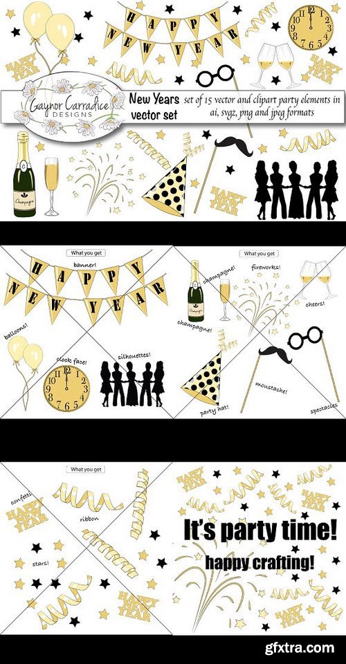 CM - New years vector & clipart set 1111445a