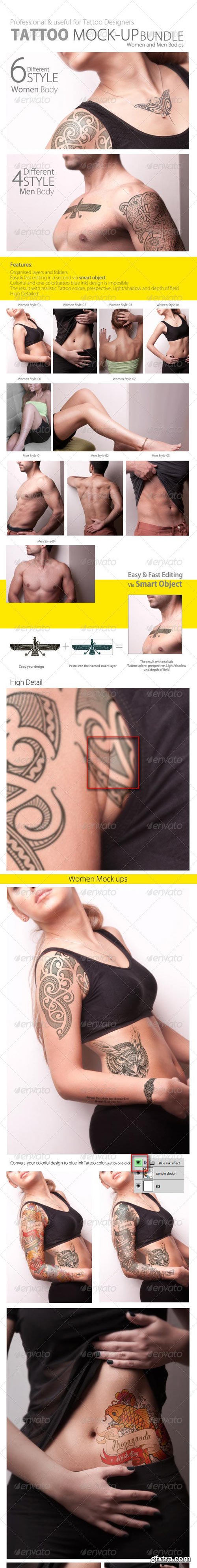 GraphicRiver - Tattoo Mock-up Bundle (Men & Women) - 7894297