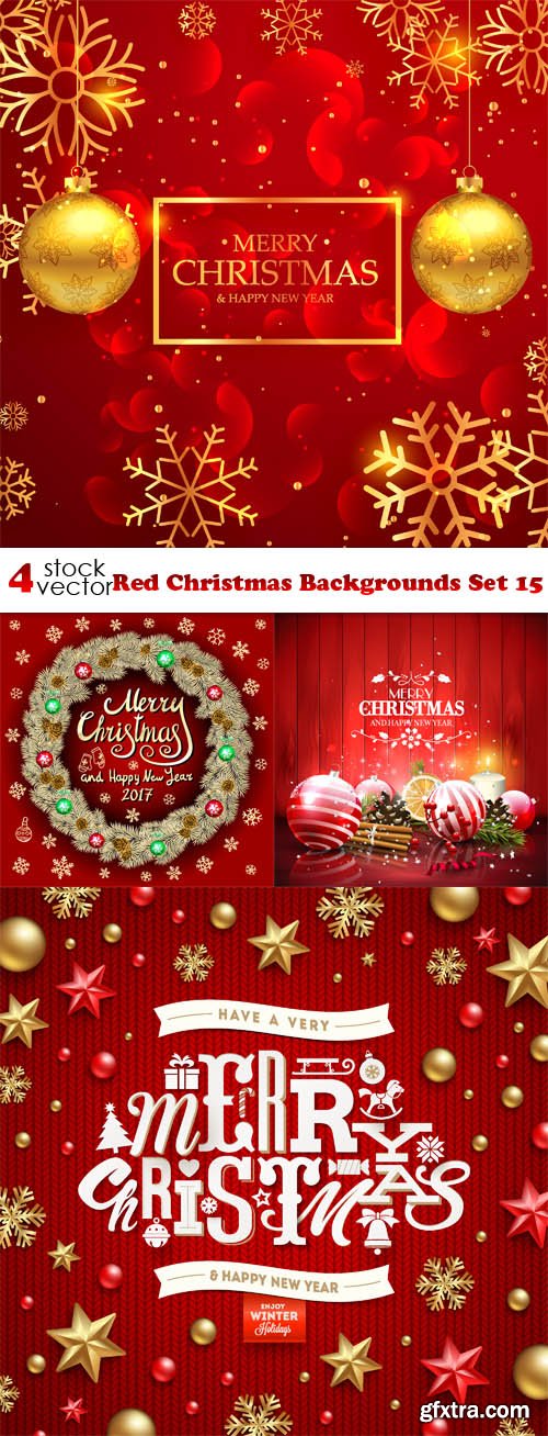 Vectors - Red Christmas Backgrounds Set 15