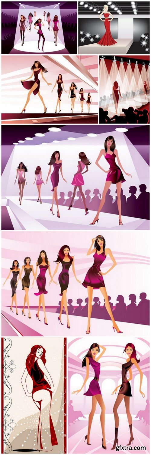 Fashion Show Illustrations - 8xEPS Vector Stock