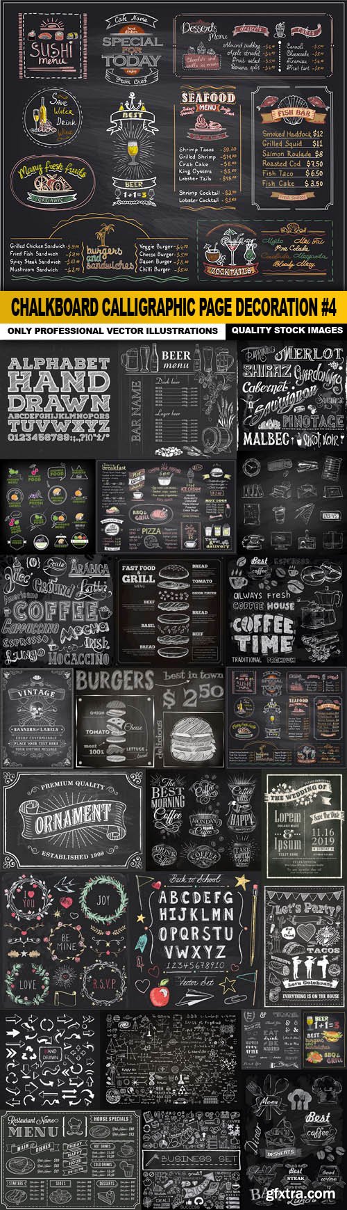 Chalkboard Calligraphic Page Decoration #4 - 25 Vector