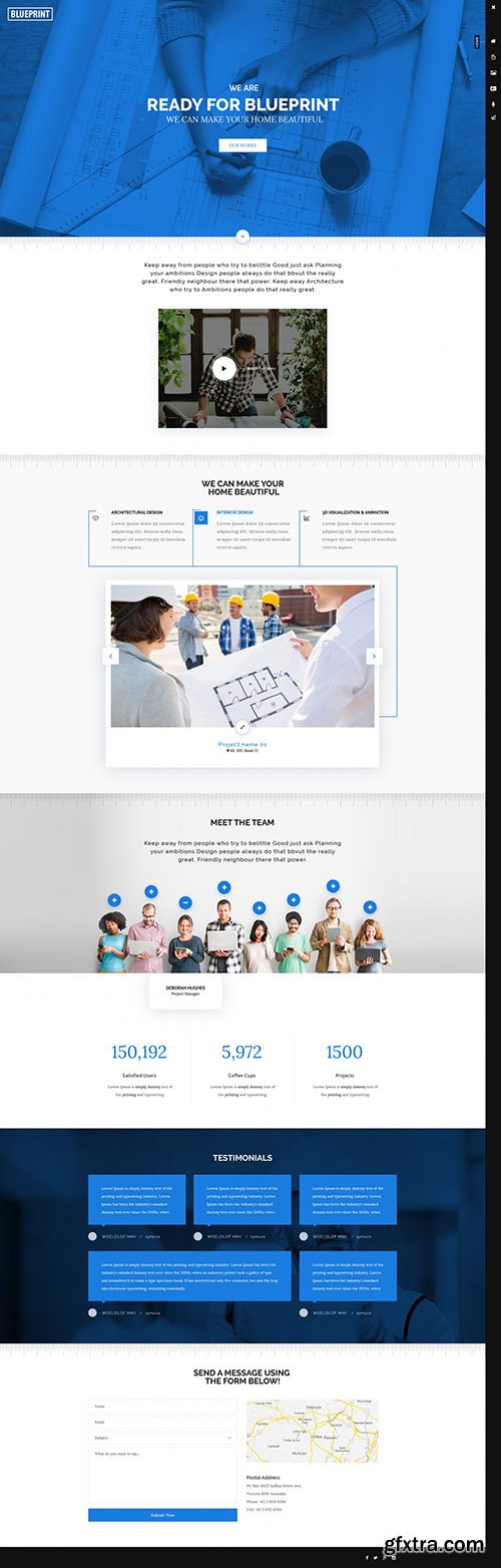 PSD Web Template - Blueprint - One Page Construction Company Theme