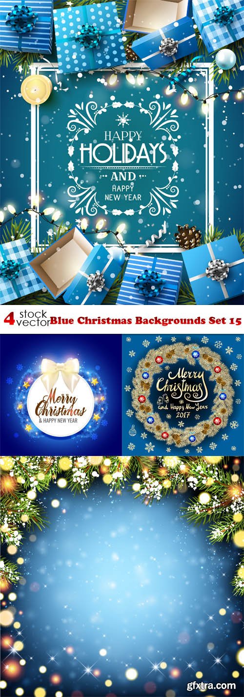 Vectors - Blue Christmas Backgrounds Set 15
