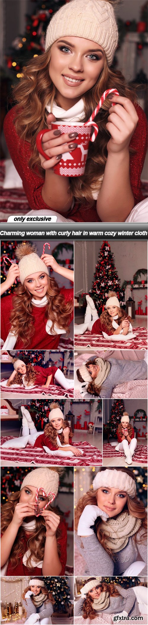 Charming woman with curly hair in warm cozy winter cloth - 11 UHQ JPEG
