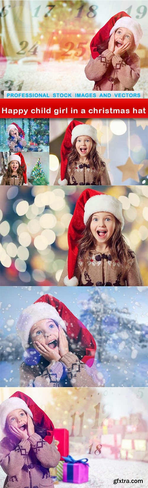 Happy child girl in a christmas hat - 7 UHQ JPEG