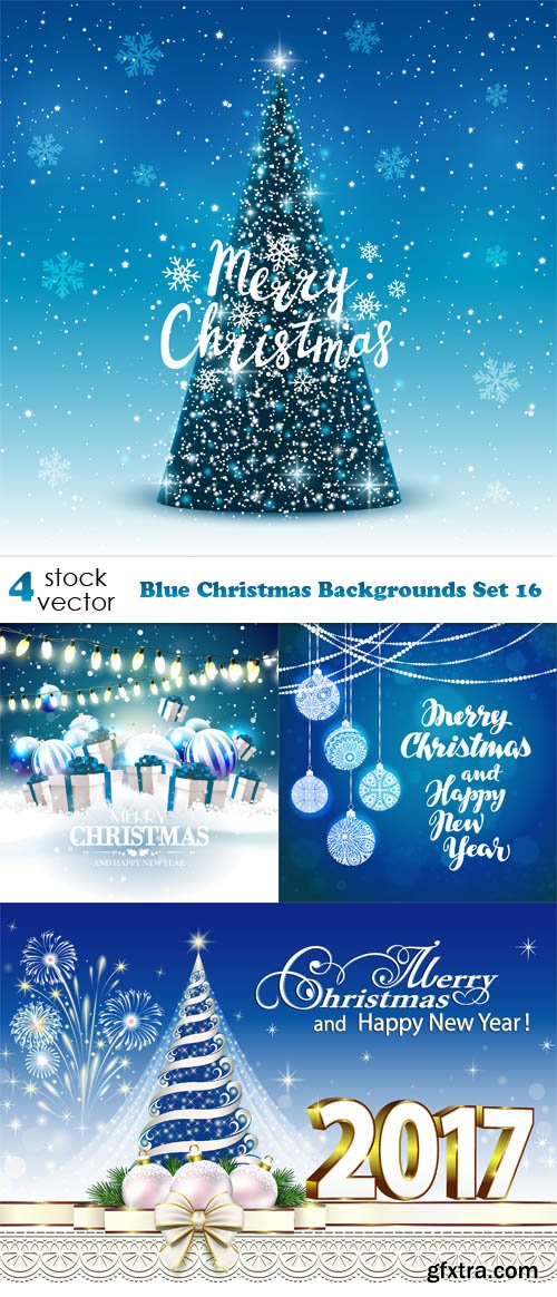 Vectors - Blue Christmas Backgrounds Set 16
