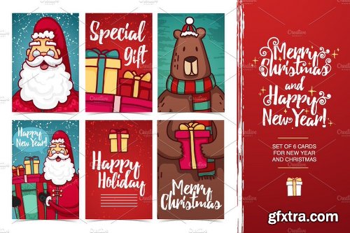 CreativeMarket Set Christmas and New Year card 1122787