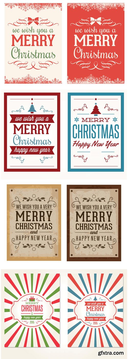 Old Vintage Christmas Greeting Cards in Vector [AI/EPS]