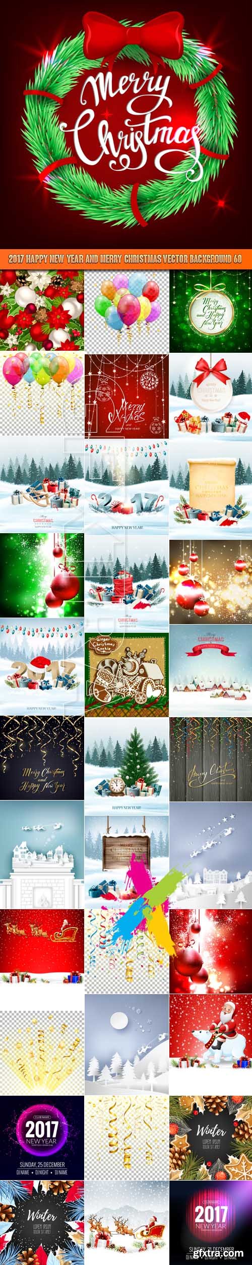 2017 Happy New Year and Merry Christmas vector background 60