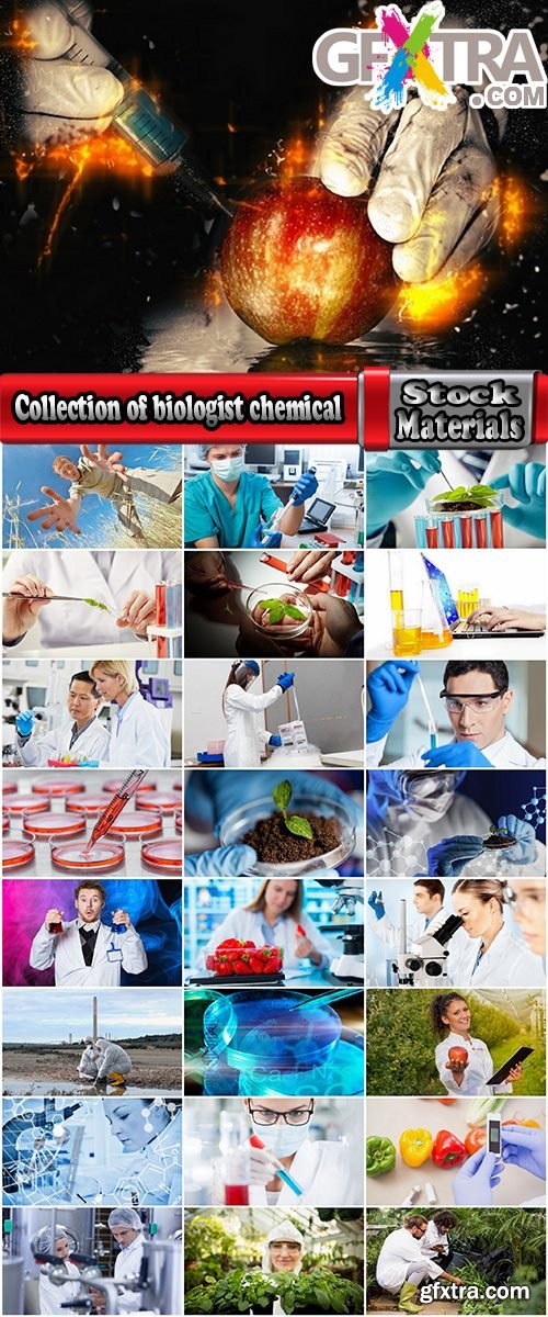 Collection of biologist chemical laboratory research to study the nature of the microorganism 25 HQ Jpeg