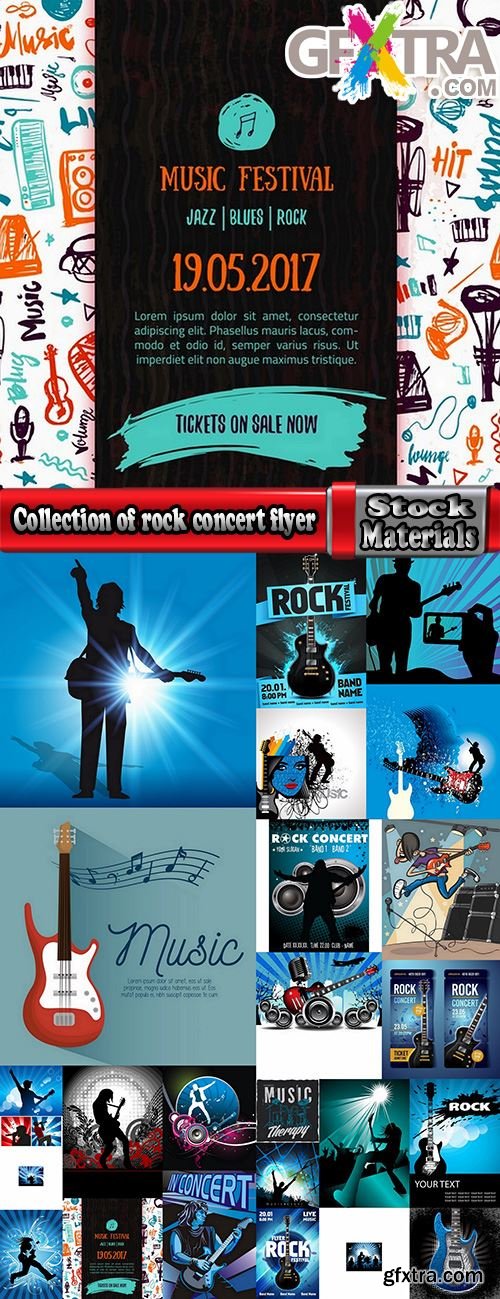 Collection of rock concert flyer banner sign invitation brochure 25 EPS