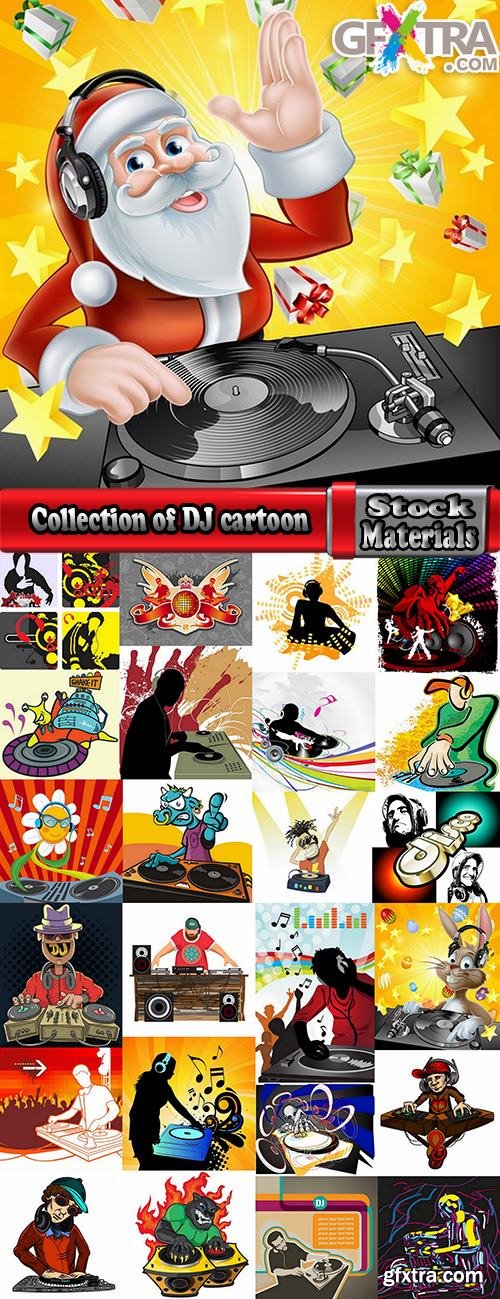 Collection of DJ cartoon image for t-shirts items 25 EPS