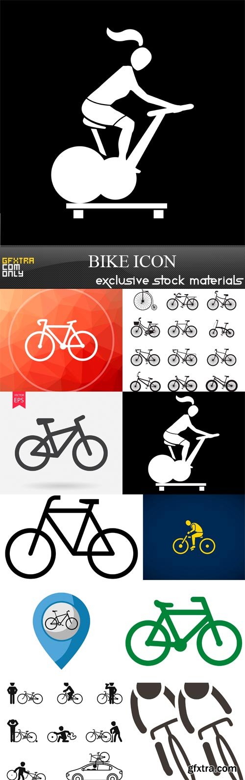 Bike Icon - 10 x JPEGs