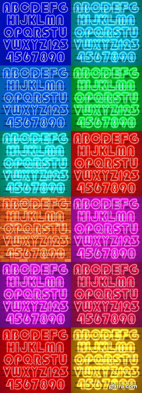 Neon Alphabet with Letters