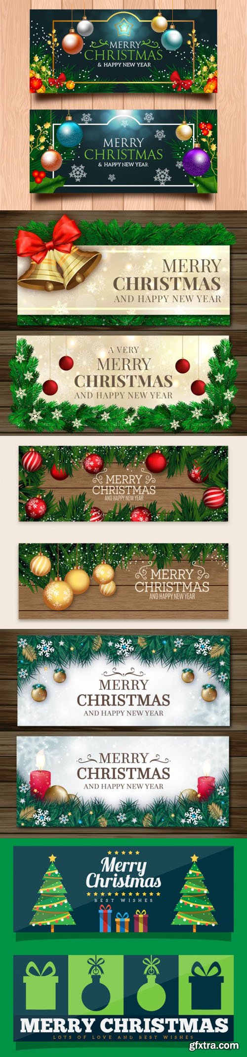 5 Christmas and New Year Banners in Vector [AI/EPS]