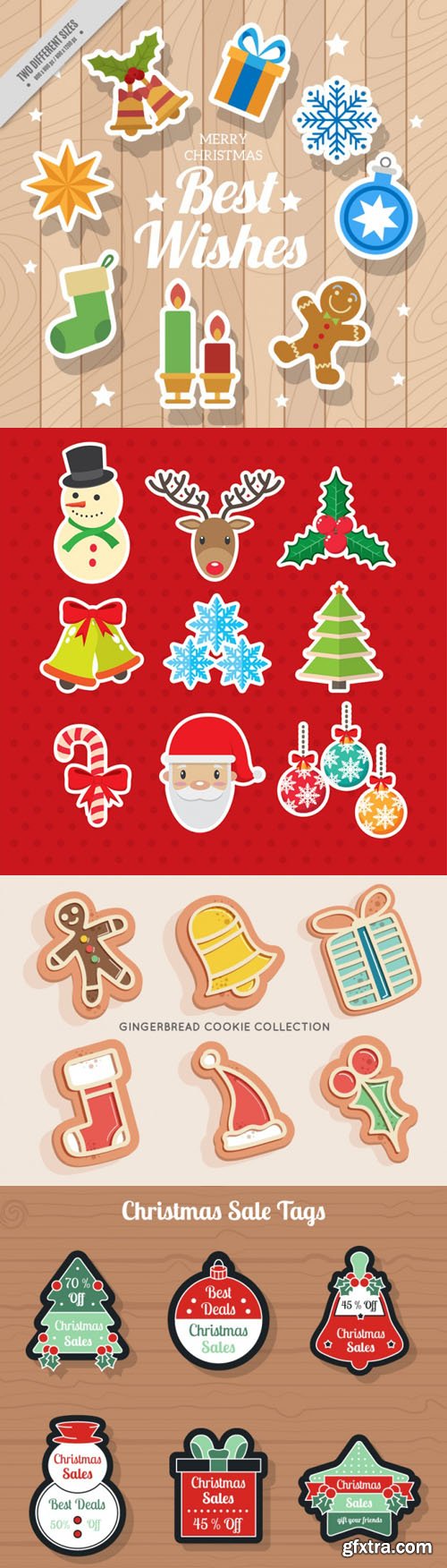 Set of Stickers with Christmas Shapes Vector [AI/EPS]