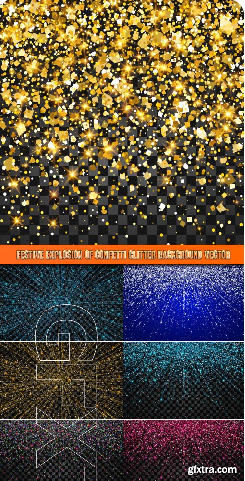 Festive explosion of confetti glitter background vector