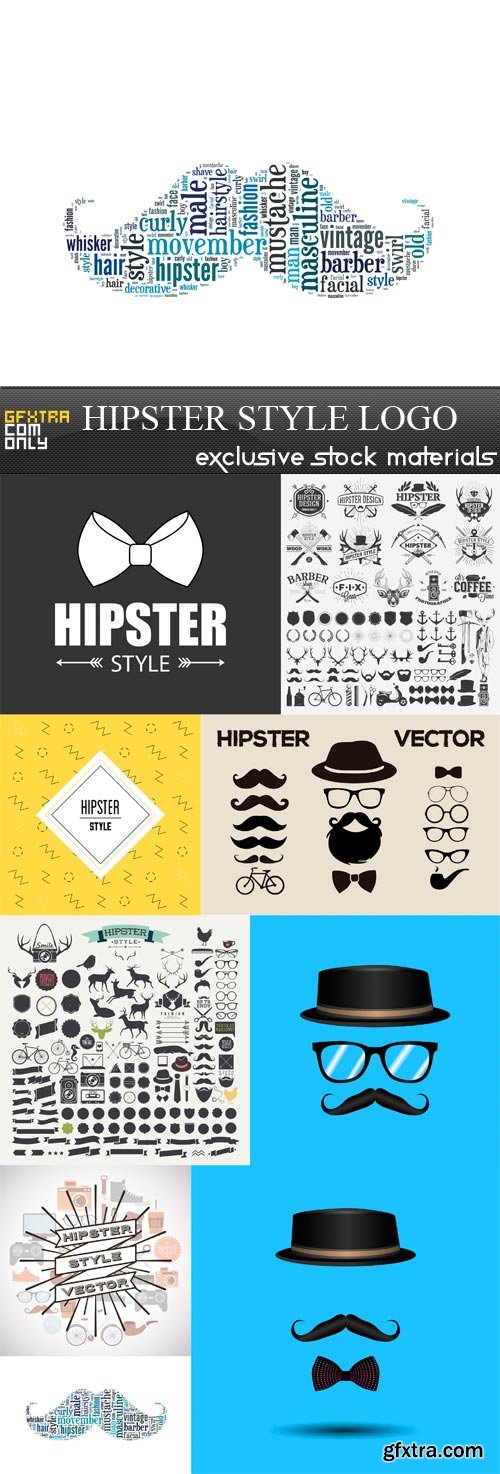 Hipster Style Logo - 9 x JPEGs