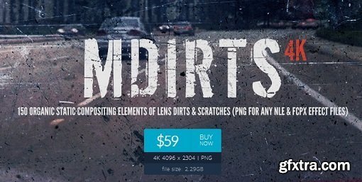 mDirts 4K - 150 Organic Static Compositing Elements of Lens Dirts & Scratches (Win/Mac)