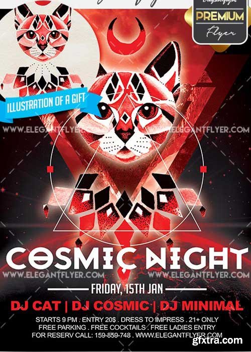 Cosmic Night V5 Flyer PSD Template + Facebook Cover