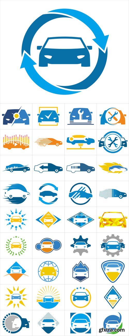 Vector Set - Blue Cars Silhouettes