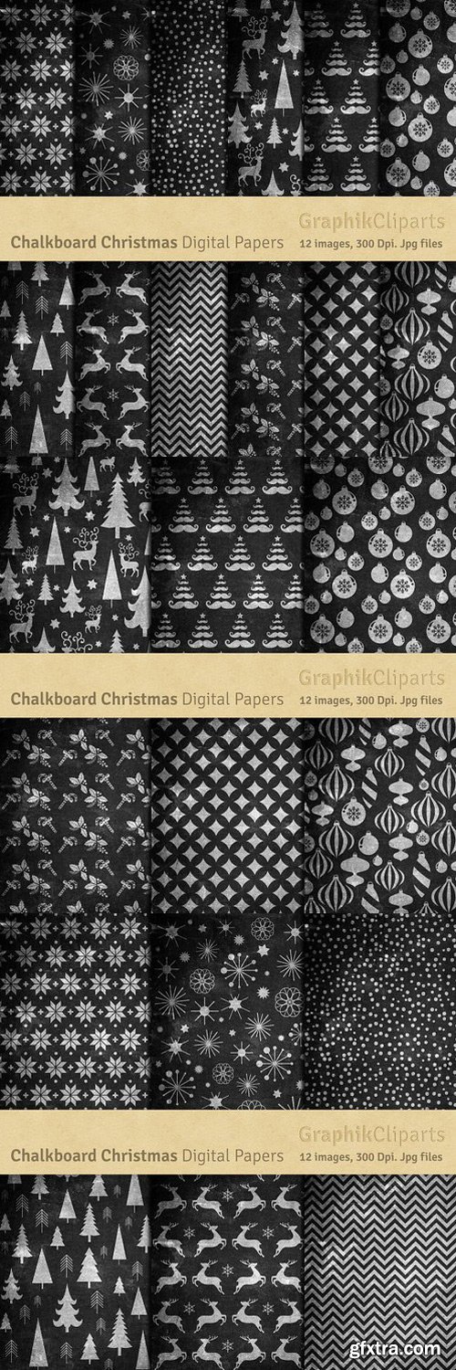 CM - Chalkboard Christmas Digital Papers 804592