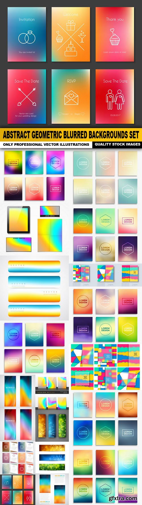 Abstract Geometric Blurred Backgrounds Set - 20 Vector