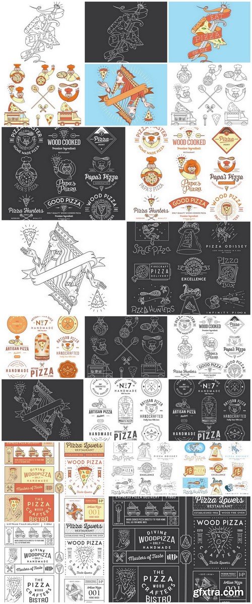 Logos And Signboards For Pizzerias - 21 EPS Vector Stock
