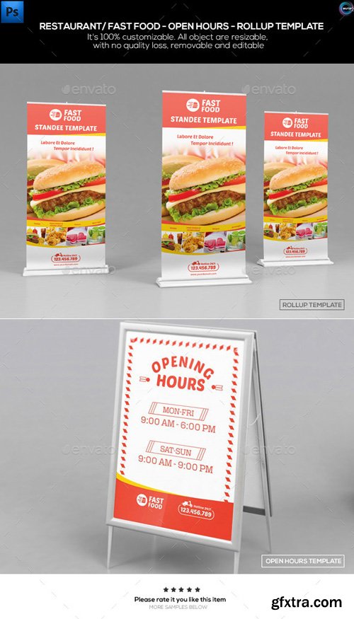 GR - Restaurant/ Fast Food-Open Hours-Rollup Template 12369975