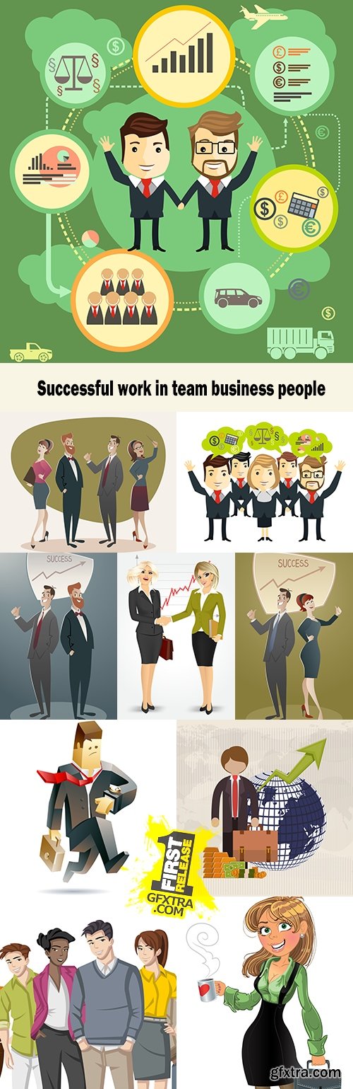 Successful work in team business people