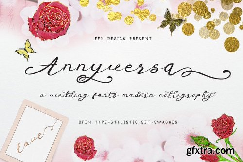 Anniversa Wedding Font - 14 Fonts