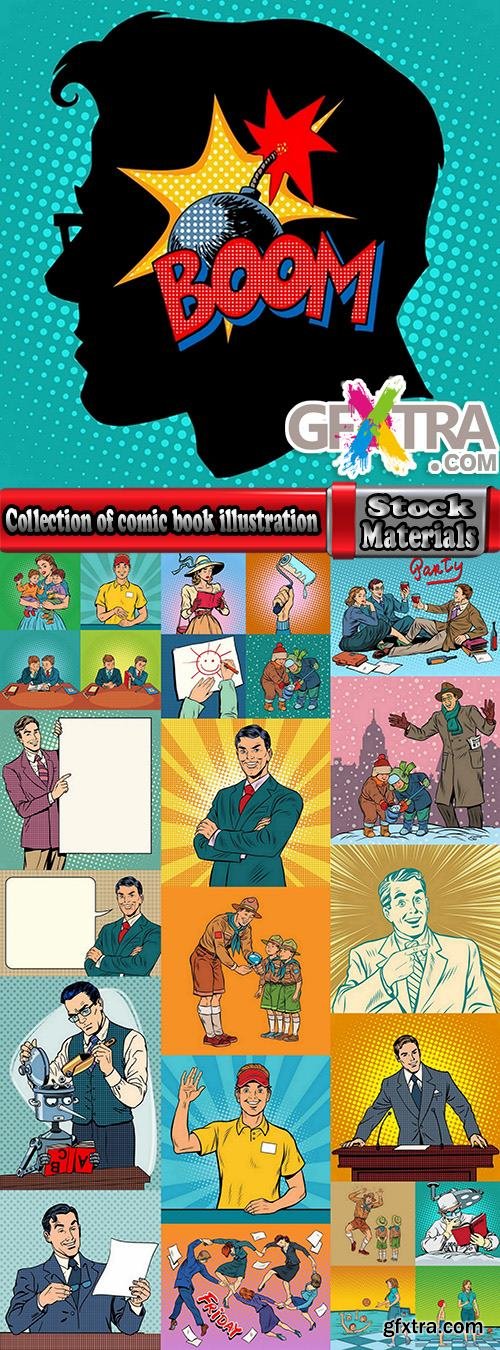 Collection of comic book illustration banner flyer 2-25 EPS