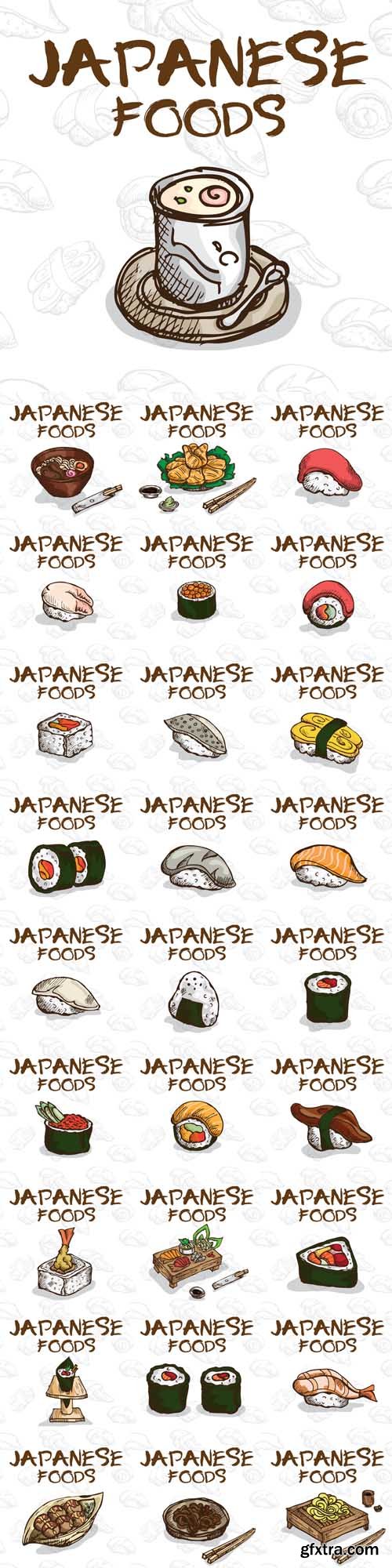 Vector Set - Japan Food Drawing Graphic Design Objects