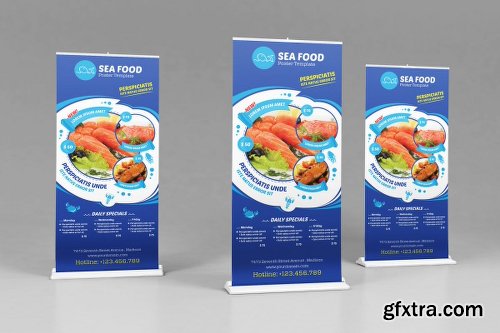 Graphicriver Seafood Restauran - Open hours/ RollUp Template 12370817
