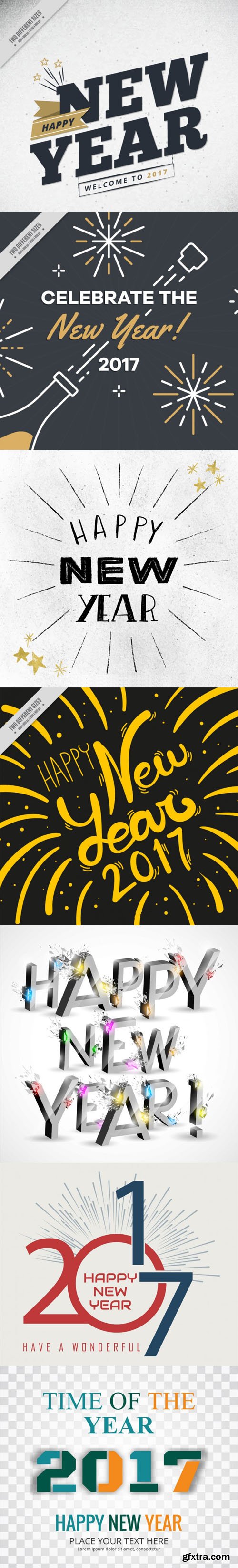 Happy New Year 2017 Backgrounds in Vector [AI/EPS]