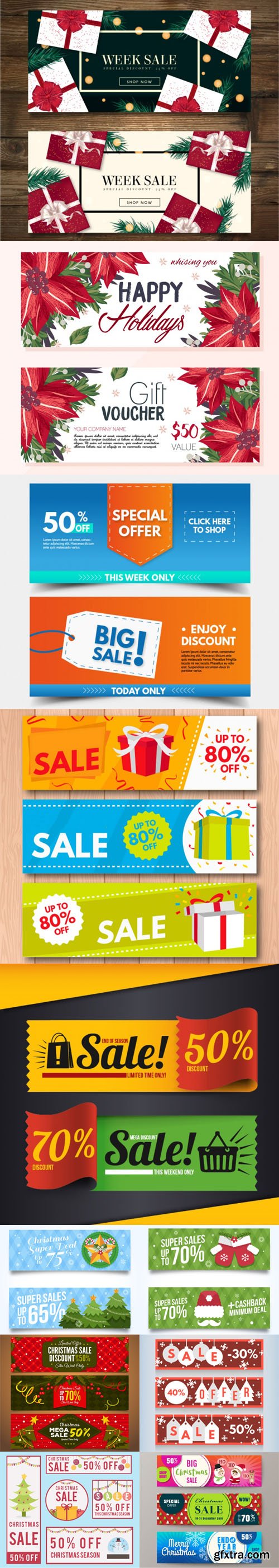 Collection of New Year 2017 Sales Banners Vector [11 Templates]