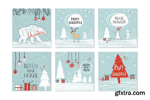 CreativeMarket 6 Christmas cards with lettering 1116611