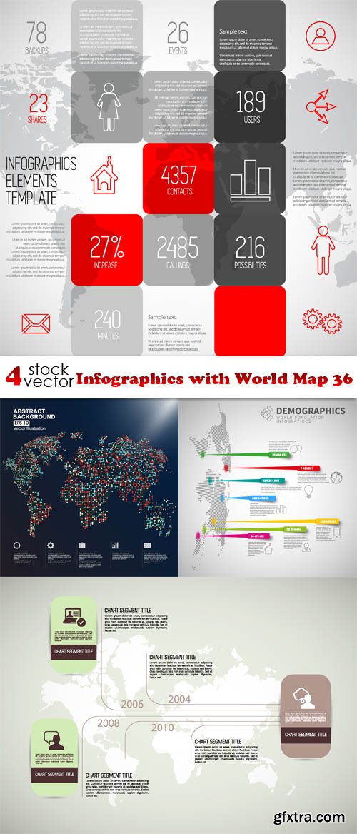 Vectors - Infographics with World Map 36