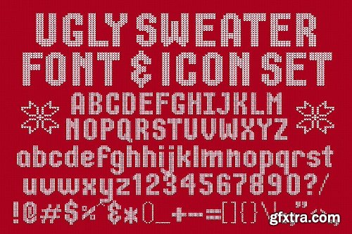 CreativeMarket Ugly Sweater Font & Icon Set 1129562