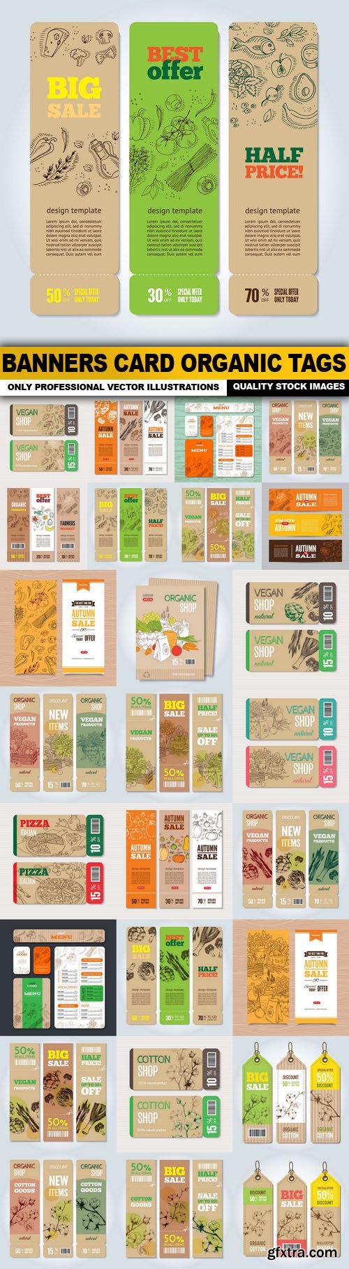 Banners Card Organic Tags - 26 Vector