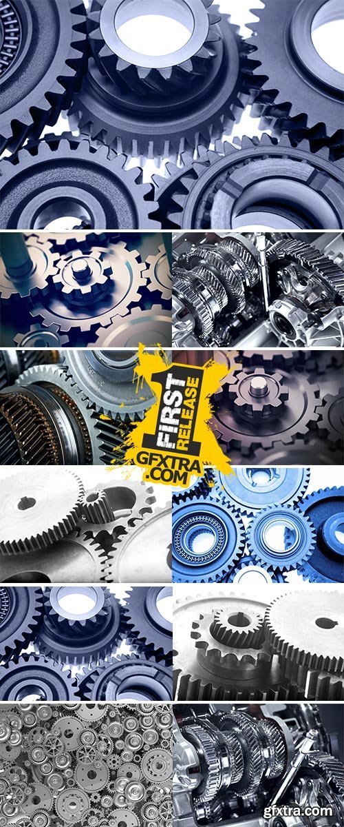 Gear or cogwheel working together, movement transmission - Stock Image