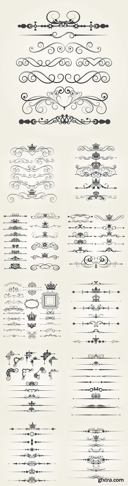 Vector Set - Victorian corners, Borders, Frames. Decorative Elements