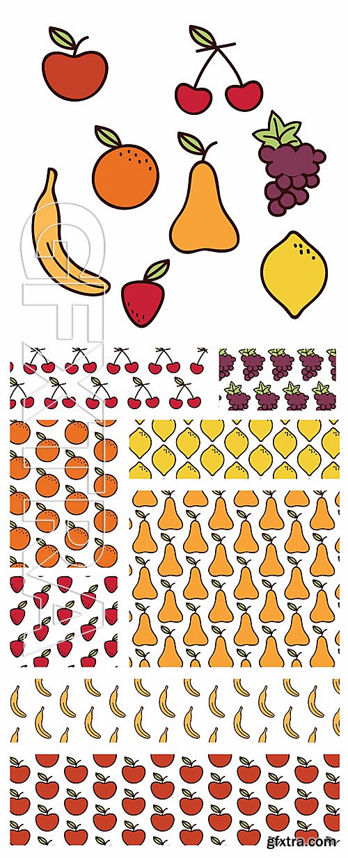 Fruits Vector Patterns Set 1