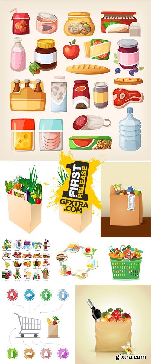 Common everyday food products - Stock Vectors