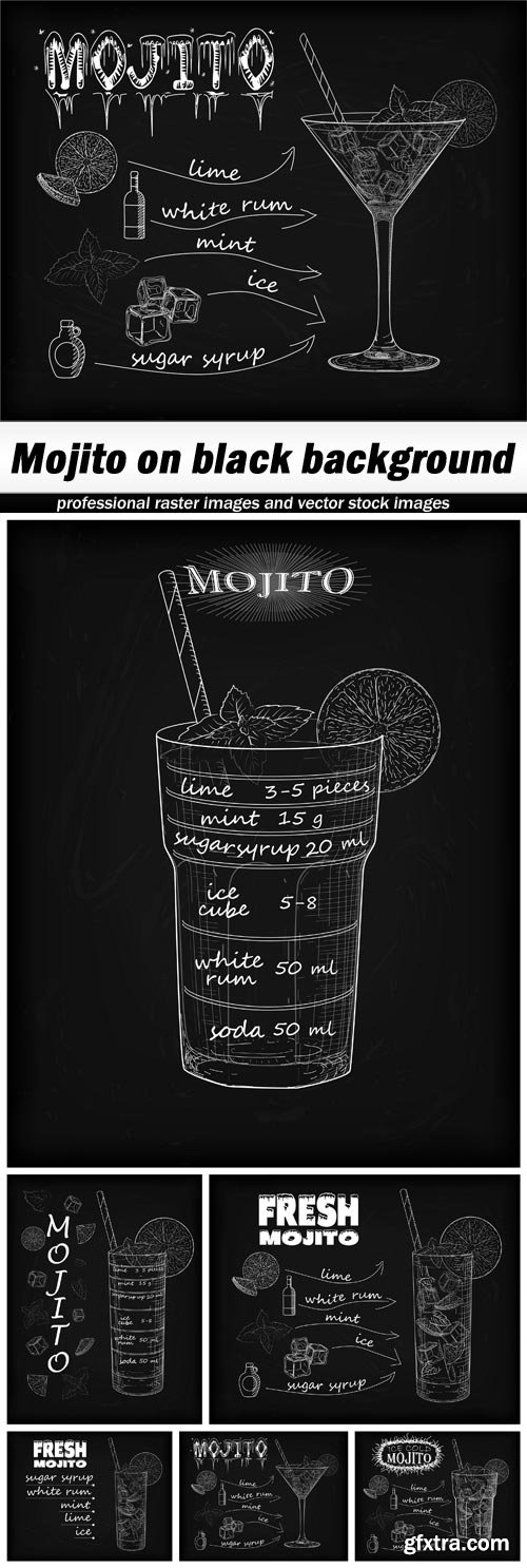 Mojito on black background - 6 EPS